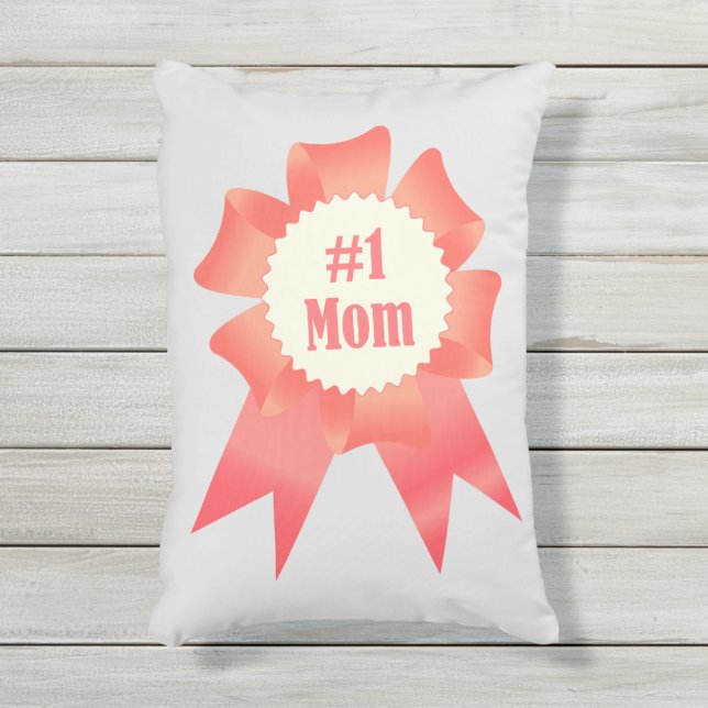 Dankbaarheid Nummer Een Moeder winnaar award lint Buitenkussen (Voorkant (verticaal))