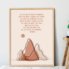 Dankbaarheid Quote Minimalisme Boho Zon en bergen Poster