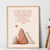 Dankbaarheid Quote Minimalisme Boho Zon en bergen Poster