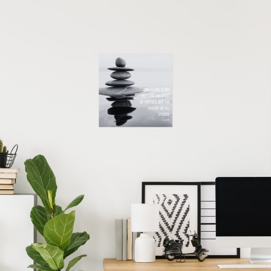 Dankbaarheid Quote Stone Balancing Poster (Thuiskantoor)