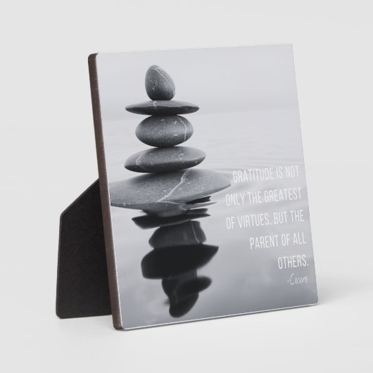 Dankbaarheid Quote Stone Balancing Tafelblad Fotoplaat (Voorkant)