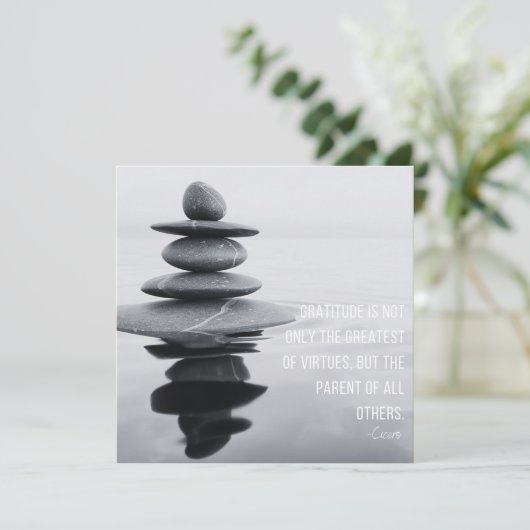 Dankbaarheid Quote Stone Balancing Wenskaart (Staand voorkant)