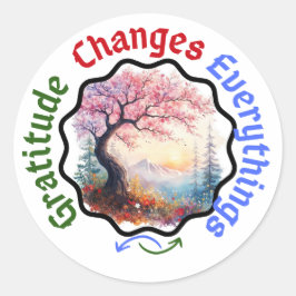 Dankbaarheid verandert alles - Floral Quote Ronde Sticker