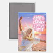 Dankbaarheid verandert alles Sunset Beach Poster Magneet (Voorkant / Achterkant)