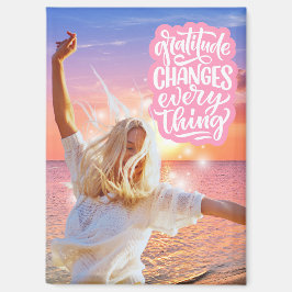Dankbaarheid verandert alles Sunset Beach Poster Magneet