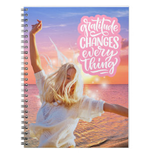 Dankbaarheid verandert alles Sunset Beach Poster Notitieboek