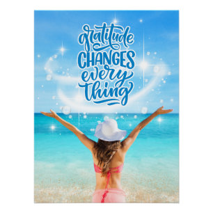 Dankbaarheid Verandert Alles Tropisch Strand Poste Perfect Poster
