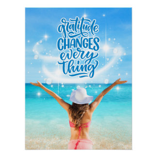 Dankbaarheid Verandert Alles Tropisch Strand Poste Perfect Poster