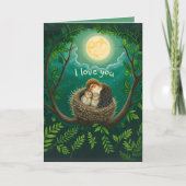 Dankbaarheid Vogel Ouder Kind Knuffel Maan Liefde Kaart (Voorkant)