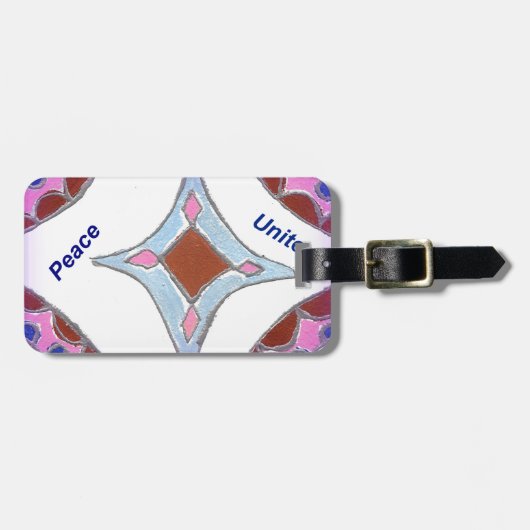"Dankbaarheid Vrede Liefde Verenig" Mandala Art Pr Bagagelabel (Voorkant horizontaal)