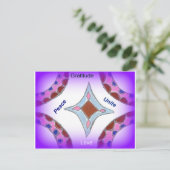 "Dankbaarheid Vrede Liefde Verenig" Mandala Art Pr Briefkaart (Staand voorkant)