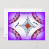 "Dankbaarheid Vrede Liefde Verenig" Mandala Art Pr Briefkaart (Voorkant / Achterkant)