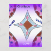 "Dankbaarheid Vrede Liefde Verenig" Mandala Art Pr Briefkaart (Voorkant)