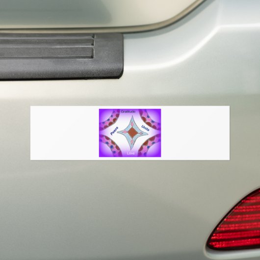"Dankbaarheid Vrede Liefde Verenig" Mandala Art Pr Bumpersticker (Op auto)