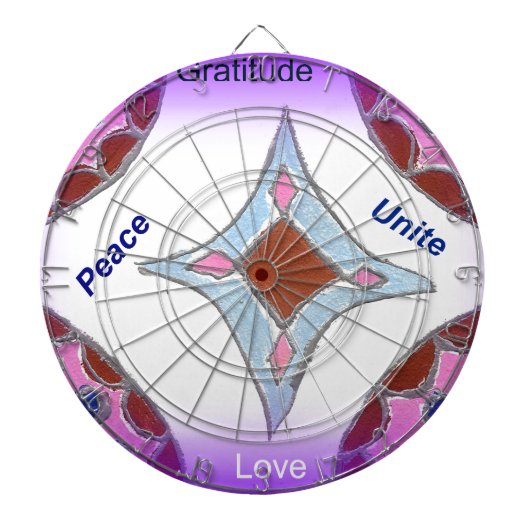 "Dankbaarheid Vrede Liefde Verenig" Mandala Art Pr Dartbord (Voorkant)