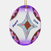 "Dankbaarheid Vrede Liefde Verenig" Mandala Art Pr Keramisch Ornament (Rechts)