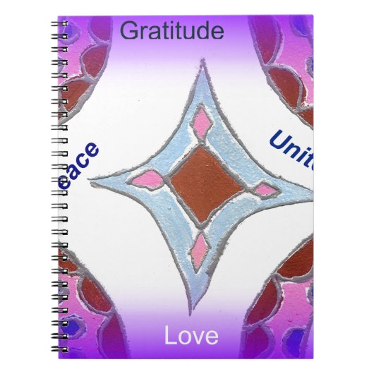 "Dankbaarheid Vrede Liefde Verenig" Mandala Art Pr Notitieboek (Voorkant)