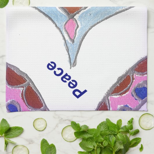 "Dankbaarheid Vrede Liefde Verenig" Mandala Art Pr Theedoek (Gevouwen)