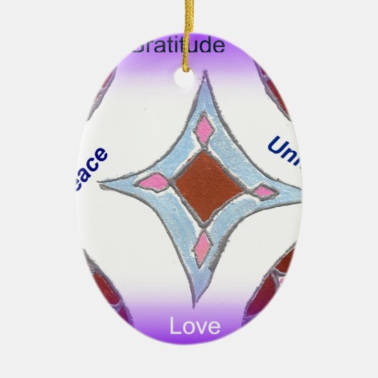 "Dankbaarheid Vrede Liefde Verenigen" Mandala Kuns Keramisch Ornament (Voorkant)
