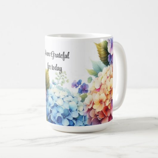 Dankbaarheid Waterverf Hydrangeas Koffie Mok (Voorkant rechts)