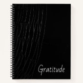 "Dankbaarheid" Witte Spiderweb Zwarte Achtergrond Notitieboek (Voorkant)