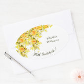 Dankbaarheid Yellow Roses Ovale Sticker (Envelop)