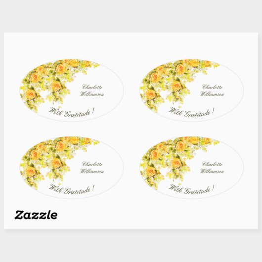 Dankbaarheid Yellow Roses Ovale Sticker (Vel)