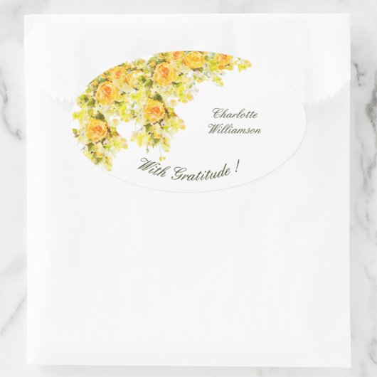 Dankbaarheid Yellow Roses Ovale Sticker (Tas)