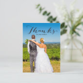Dankbaarheid zwart | Foto bruiloft Dank u Briefkaa Briefkaart (Staand voorkant)