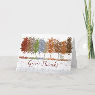 Dankbaarheidsbomen en Eenzame Herten voor Thanksgi Kaart