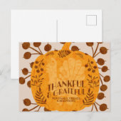 Dankbaarheidsdag Dankbare Kalkoen Pompoen Groene b Briefkaart (Voorkant / Achterkant)