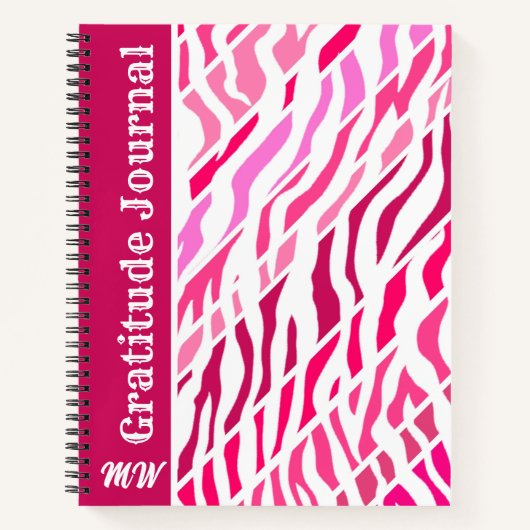 Dankbaarheidsdagboek gepersonaliseerde roze Zebra- Notitieboek (Voorkant)