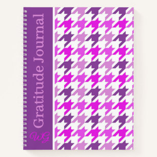 Dankbaarheidsdagboek Houndstooth Paars en Wit Notitieboek