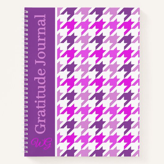 Dankbaarheidsdagboek Houndstooth Paars en Wit Notitieboek (Voorkant)