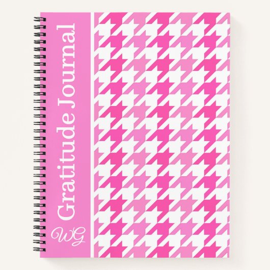 Dankbaarheidsdagboek Houndstooth Pink and White Notitieboek (Voorkant)