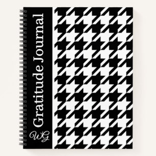 Dankbaarheidsdagboek Houndstooth zwart en wit Notitieboek