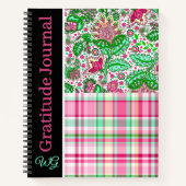 Dankbaarheidsdagboek Pink Lady Slipper Plaid Notitieboek (Voorkant)