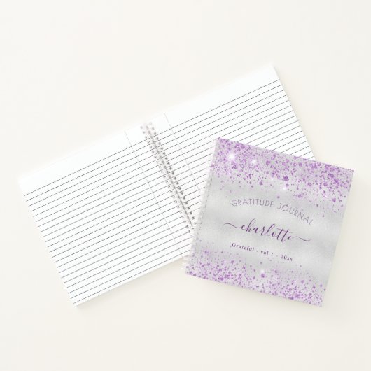 Dankbaarheidsdagboek zilveren lavendel glitter naa notitieboek (Binnen)