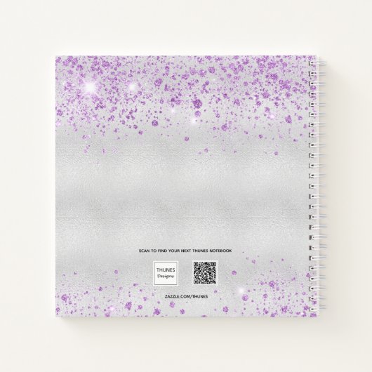 Dankbaarheidsdagboek zilveren lavendel glitter naa notitieboek (Achterkant)