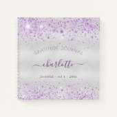 Dankbaarheidsdagboek zilveren lavendel glitter naa notitieboek (Voorkant)