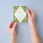 Dankbaarheidsdiner Elegante Gouden Bladeren Groene Flyer (Hand)