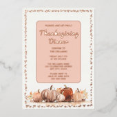 Dankbaarheidsdiner Feest Pompoenen Herfst Folie Uitnodiging (Voorkant)