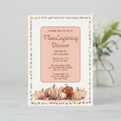 Dankbaarheidsdiner Feest Pompoenen Herfst Folie Uitnodiging (Staand Voorkant)