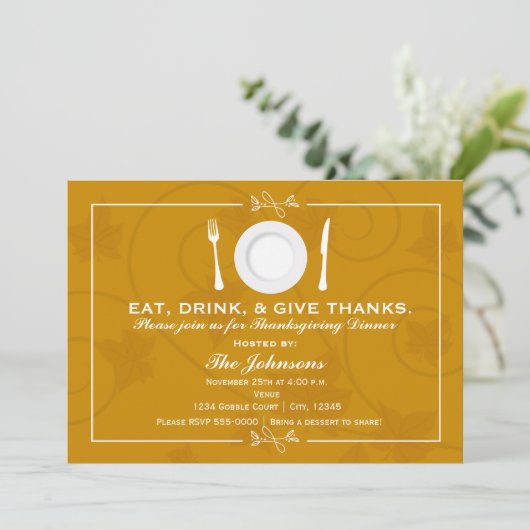 Dankbaarheidsdiner Herfst Uitnodiging (Staand voorkant)