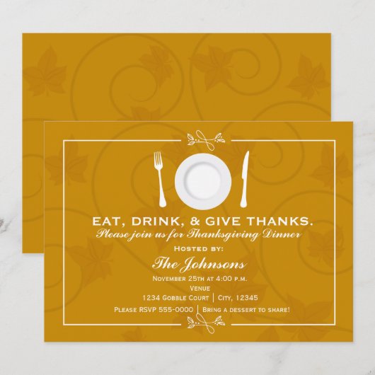 Dankbaarheidsdiner Herfst Uitnodiging (Voorkant / Achterkant)