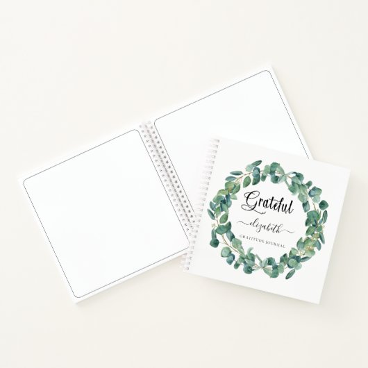 Dankbaarheidsjournaal groen krans naam script notitieboek (Binnen)