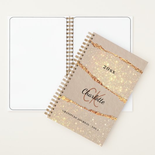 Dankbaarheidsjournaal roos gouden agaat beige mono notitieboek (Binnen)