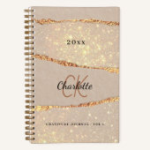 Dankbaarheidsjournaal roos gouden agaat beige mono notitieboek (Voorkant)