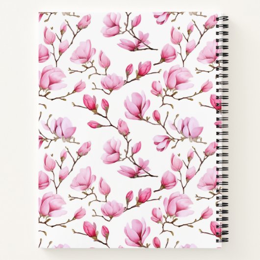 Dankbaarheidsjournaal Roze magnolia Patroon Notitieboek (Achterkant)