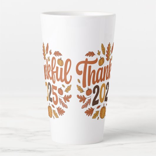 Dankbare 2025 Herfst Pompoen Thanksgiving Mok (Voorkant)